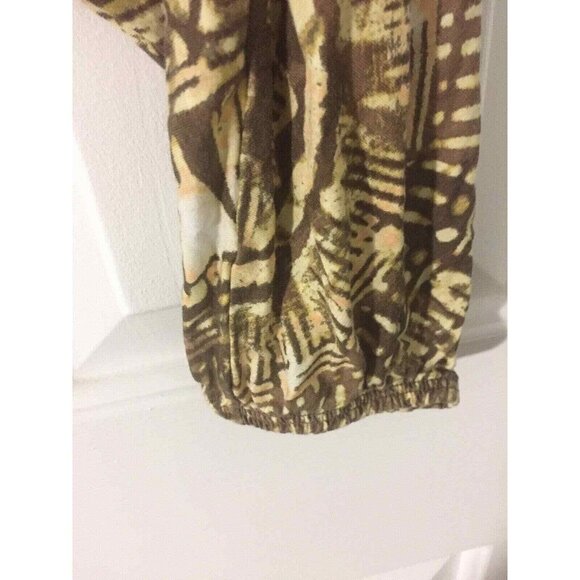 Chico's Brown Aztec Tie Die Short Sleeve Pattern Tee Women Sz 1 - Picture 4 of 6